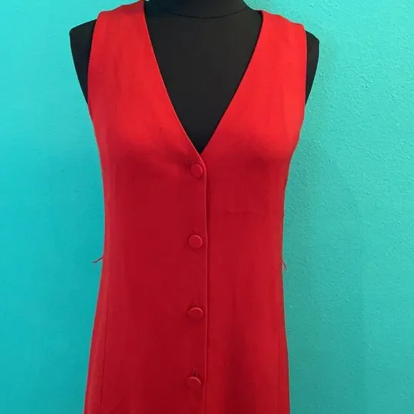 Theory Red Liquid Twill Midi Dress - Picture 4 of 10